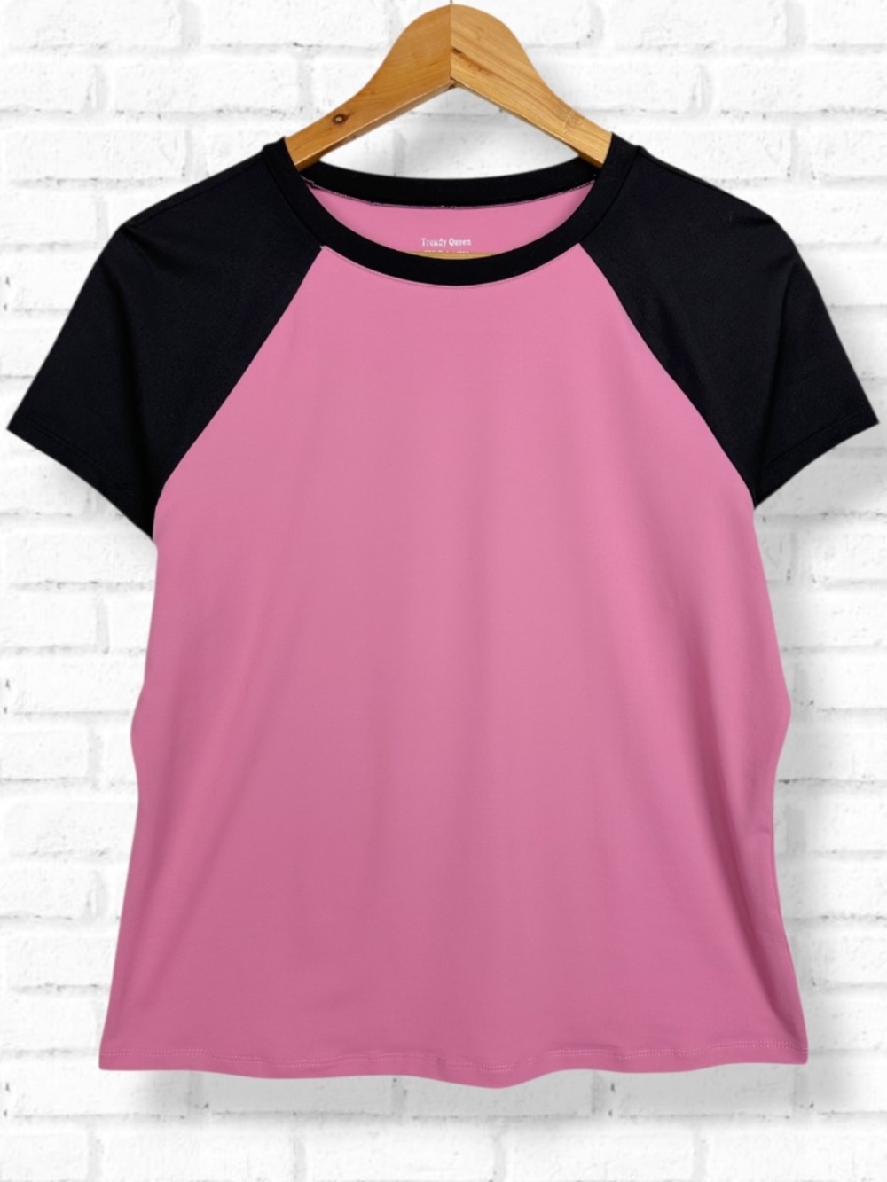 Trendy Queen Raglan Ringer Short Sleeve Fitted Compression Basic Baby Tee XL - Picture 4 of 8